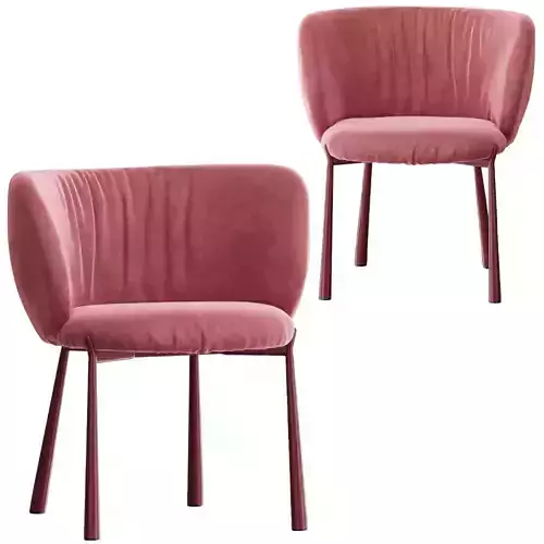 Modern Velvet Accent Chair 3D Mode