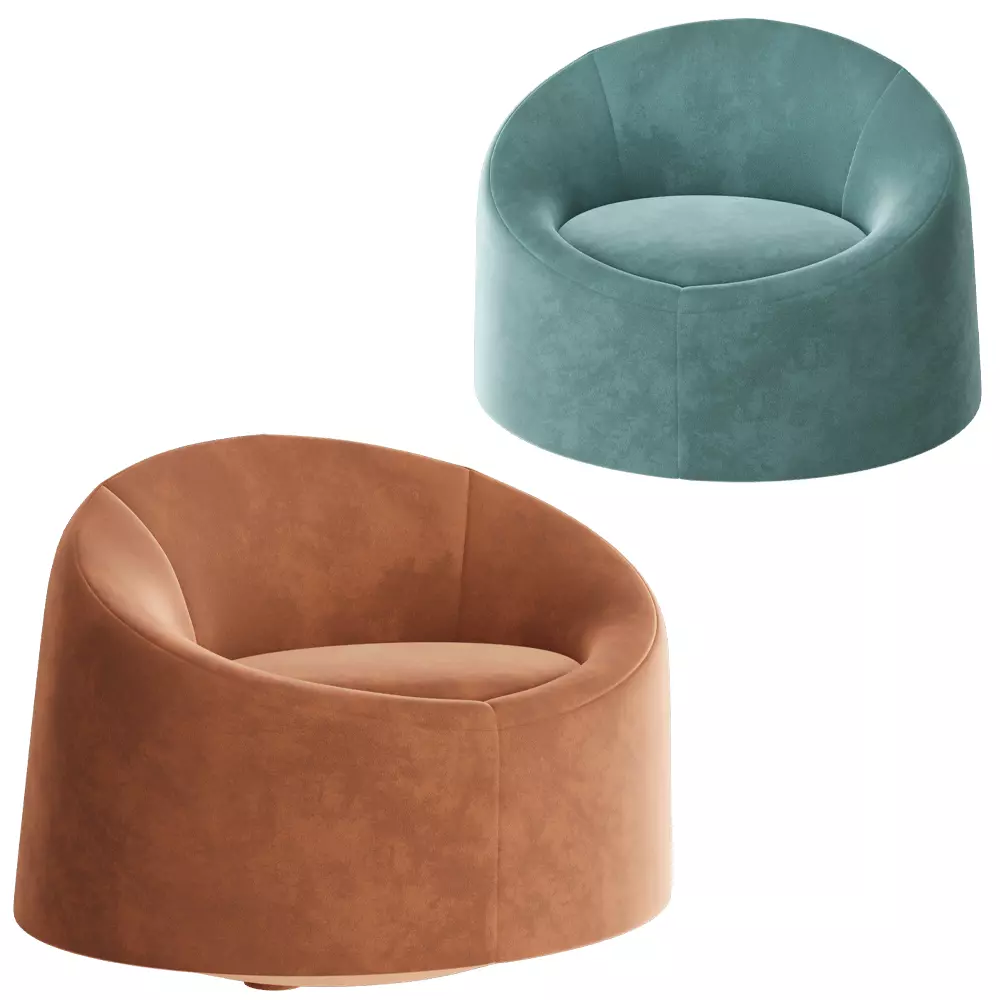 Modern Velvet Barrel Accent Chair 3D Model  Low-poly 3D model_1