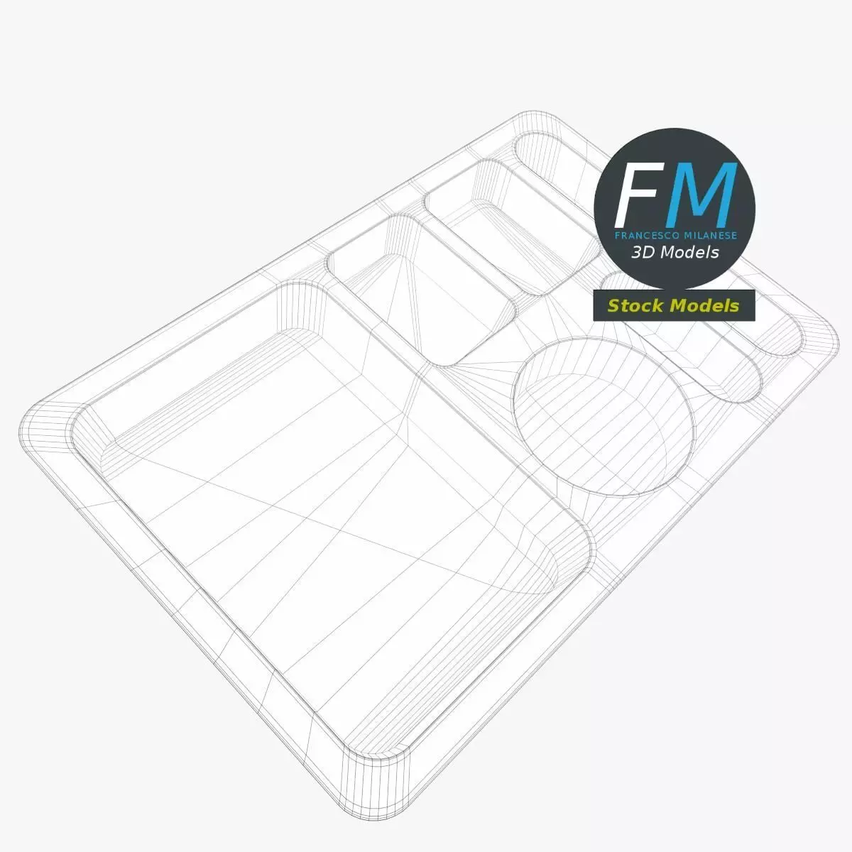Empty compartment meal tray 2 3D model_7