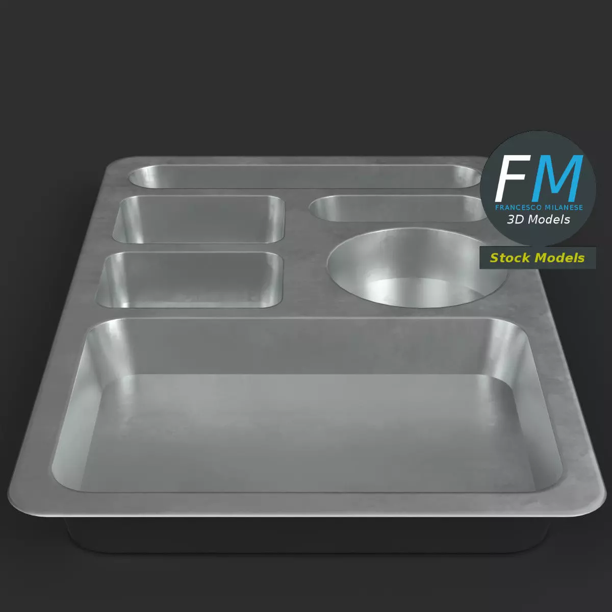 Empty compartment meal tray 2 3D model_4