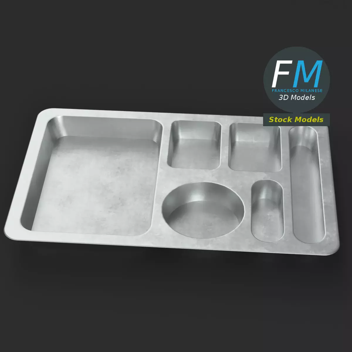 Empty compartment meal tray 2 3D model_2
