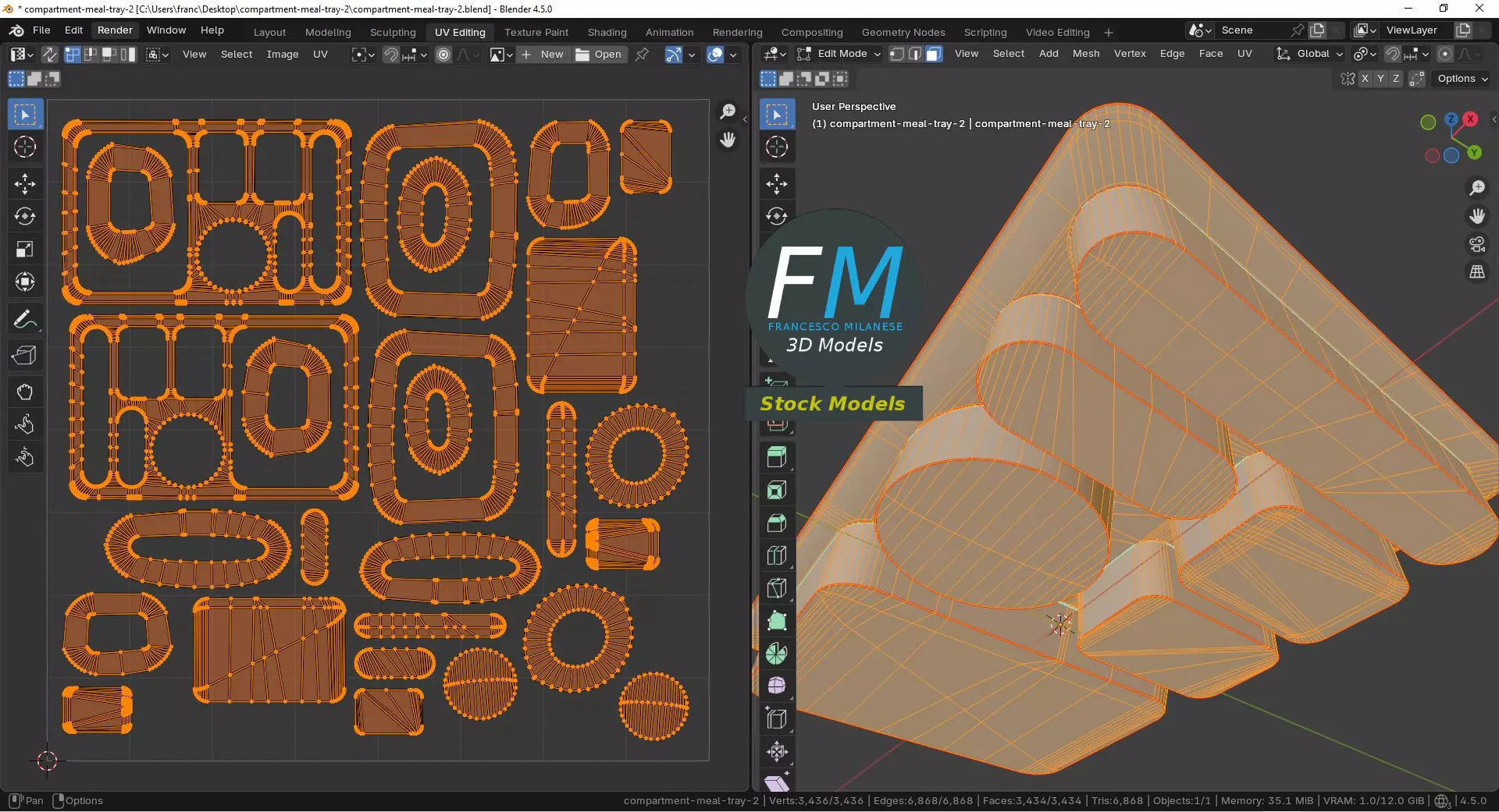 Empty compartment meal tray 2 3D model_10
