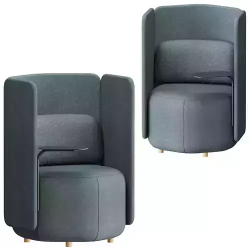 Modern Velvet Privacy Lounge Chair 3D Model