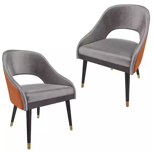 Modern Velvet Dining Accent Chair 3D Model 