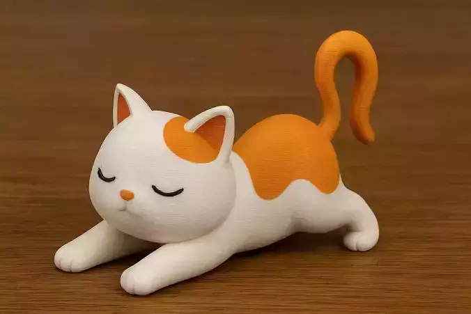 Stretching Cat 3D Print Figurine