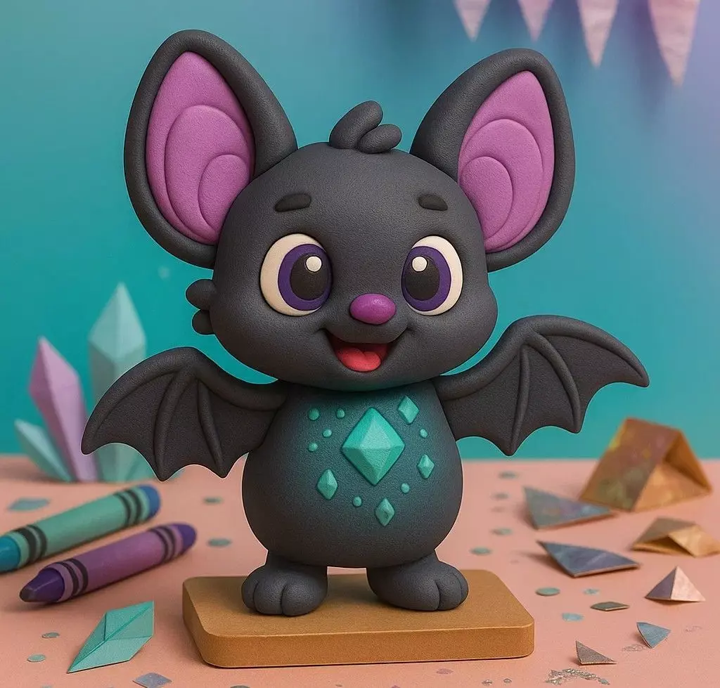 Cute Bat Figurine 3D print model_0