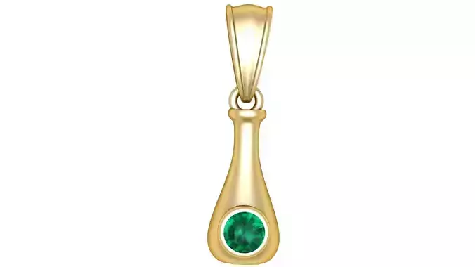  Yellow Gold Emerald Pendant 3D Printable Model
