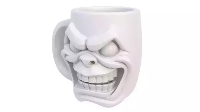 Mug laughs