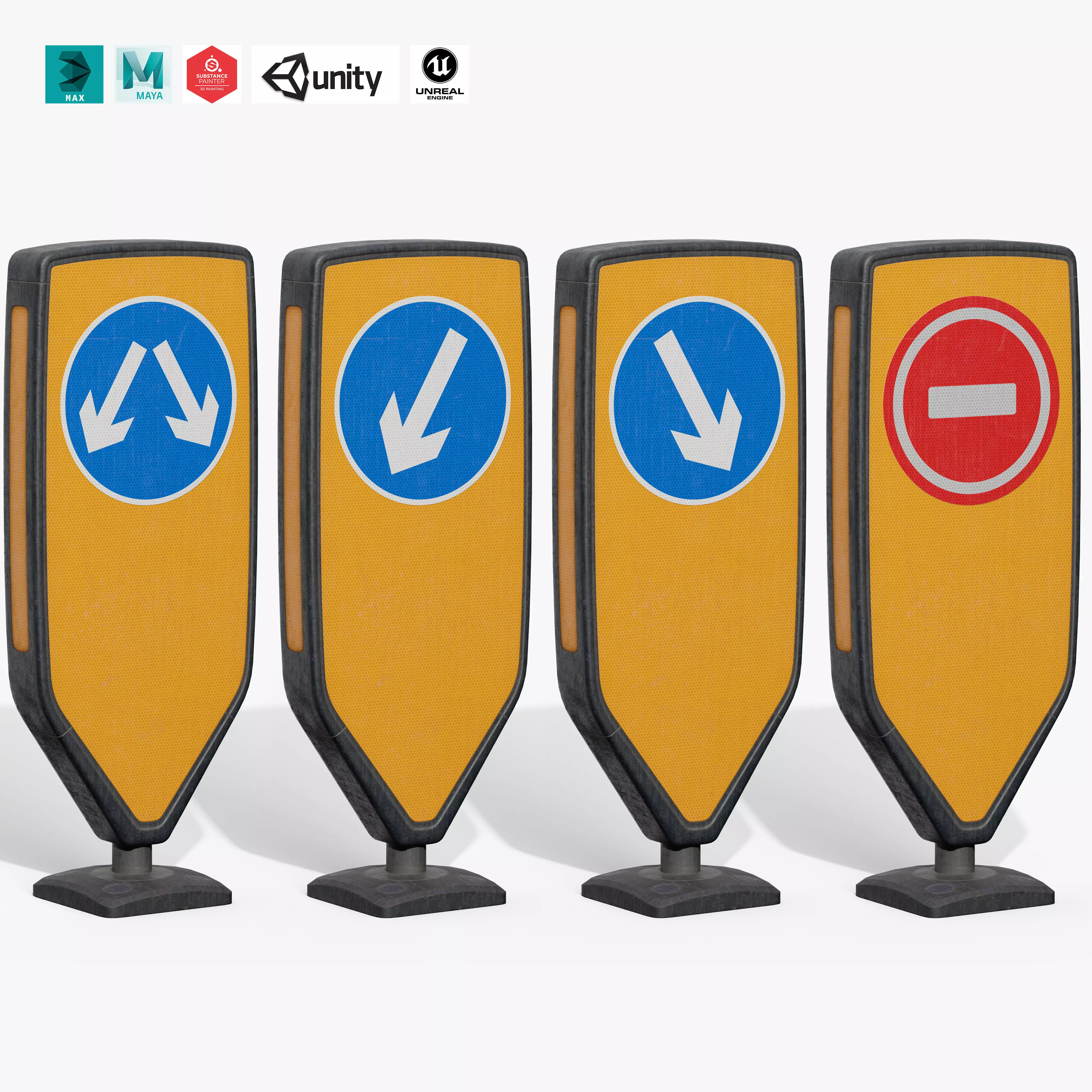 Traffic Bollard Island B Low-poly 3D model_0