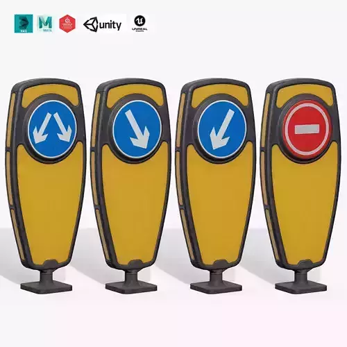 Traffic Bollard Island C Low-poly 3D model Traffic Bollard Island C Low-poly 3D model