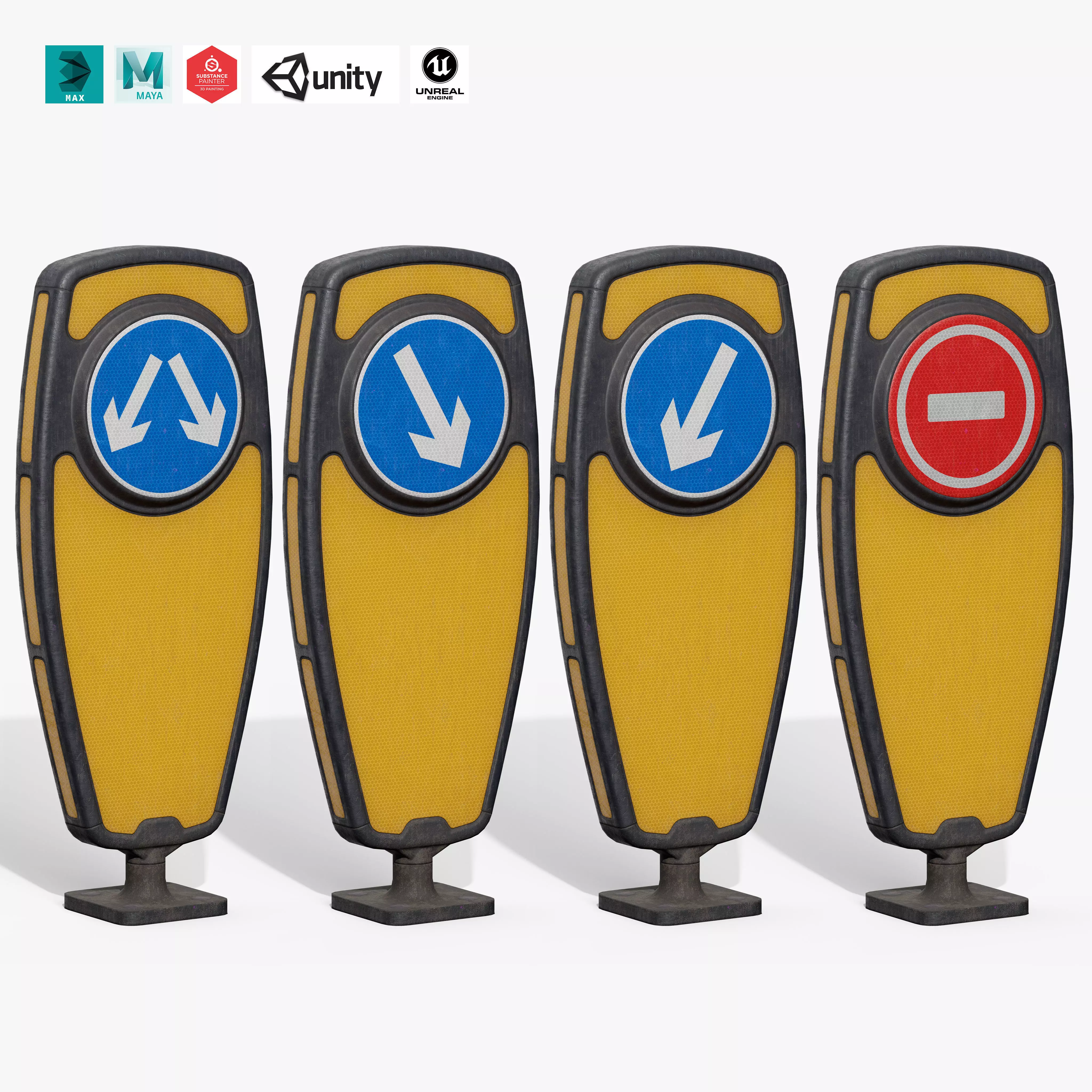 Traffic Bollard Island C Low-poly 3D model_0