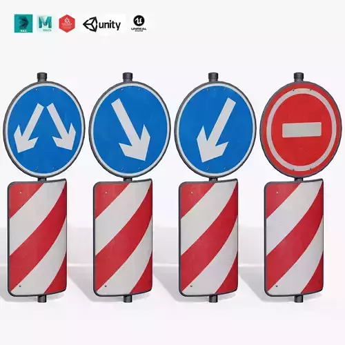  Traffic Bollard Island D Low-poly 3D model