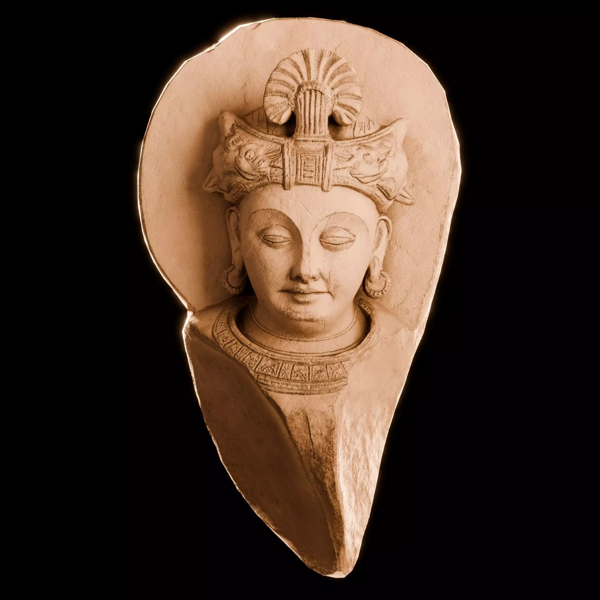 Ancient Cracked Buddha Head HEAD04 Free low-poly 3D model