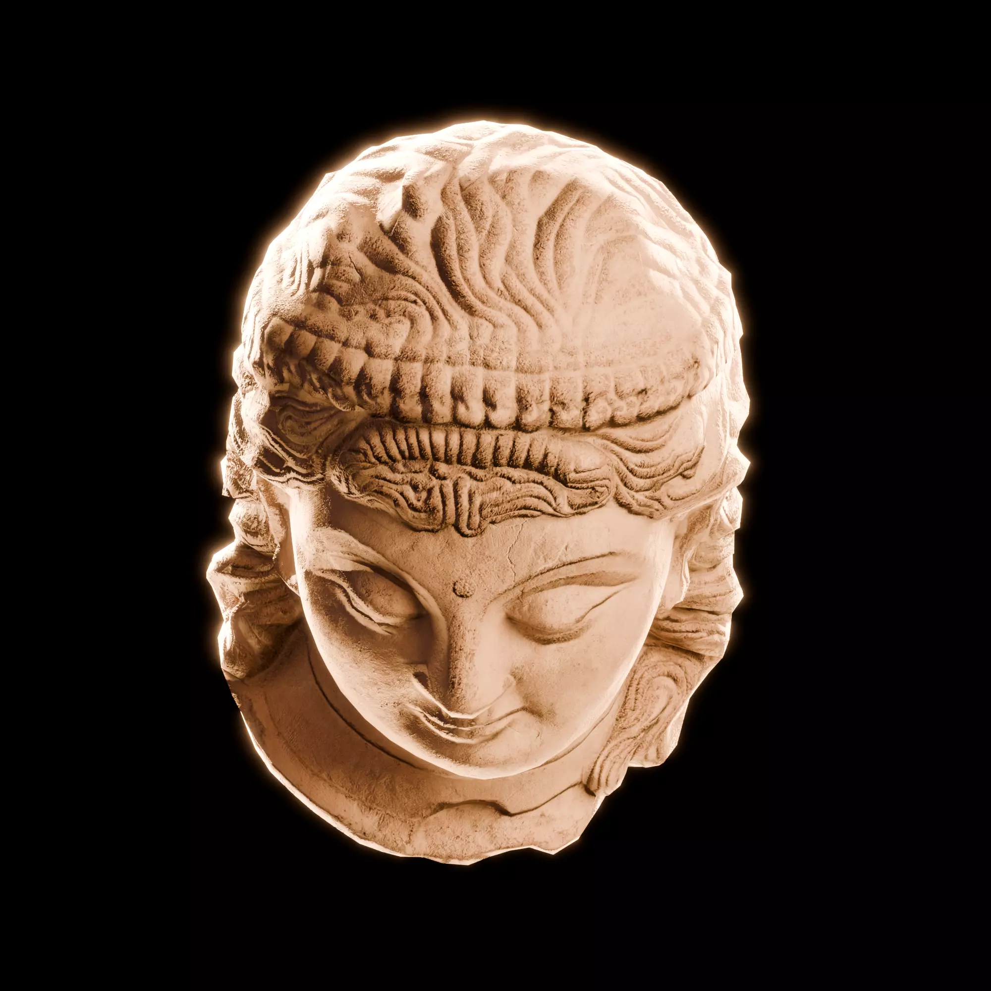 Head Of Buddha HEAD05 Low-poly 3D model_6