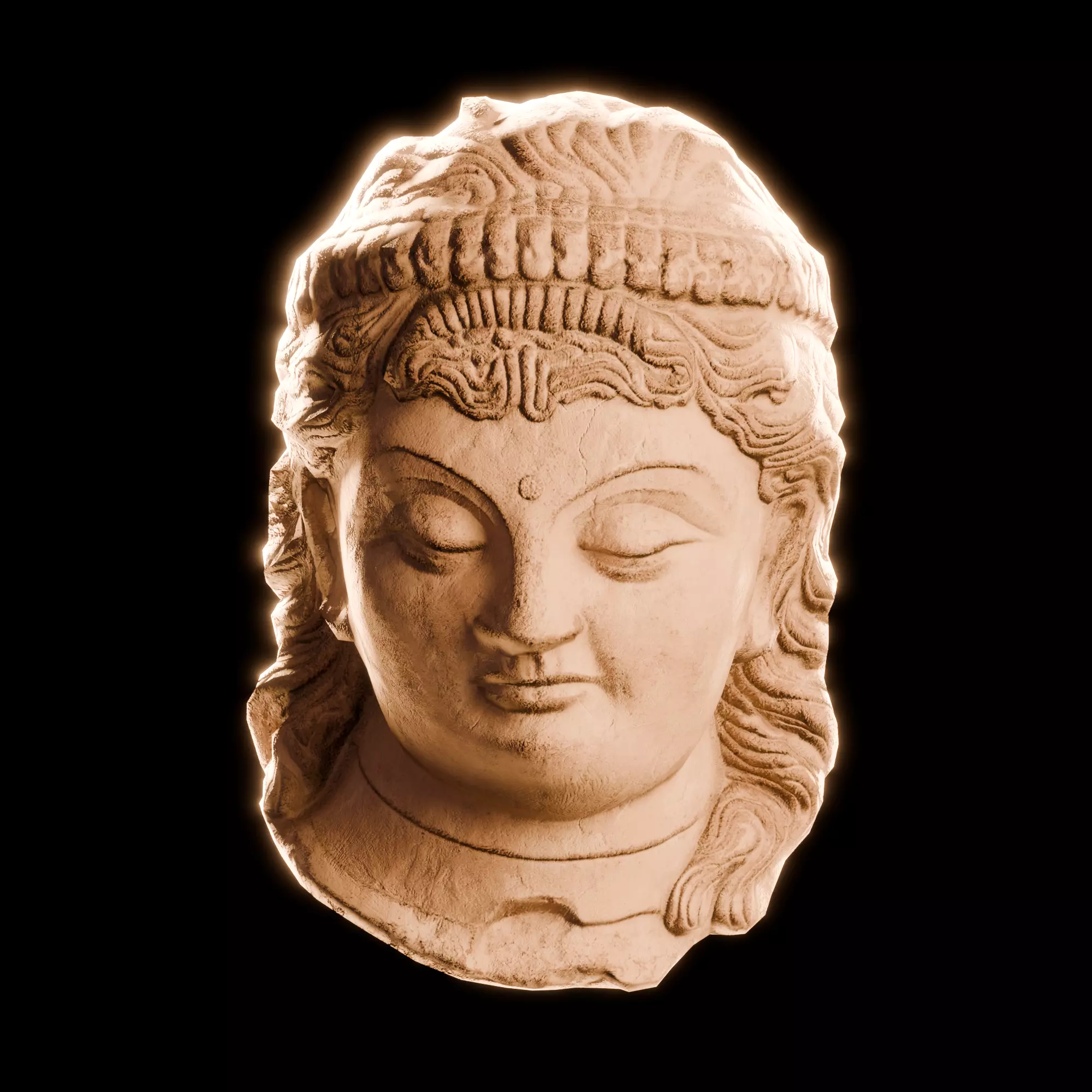Head Of Buddha HEAD05 Low-poly 3D model_0