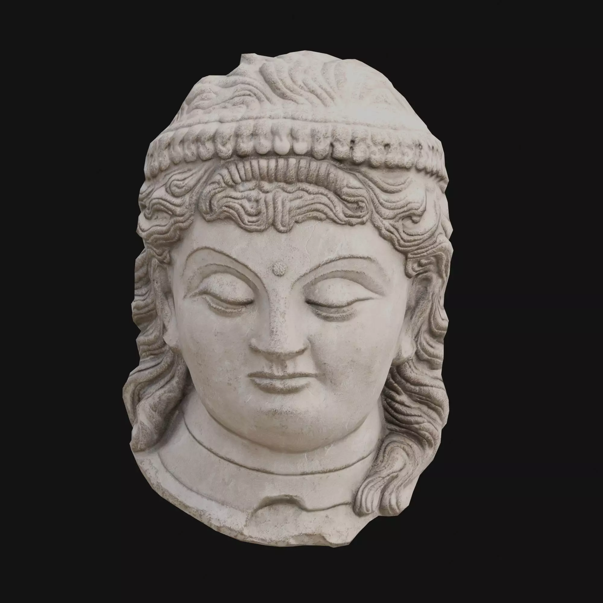 Head Of Buddha HEAD05 Low-poly 3D model_8