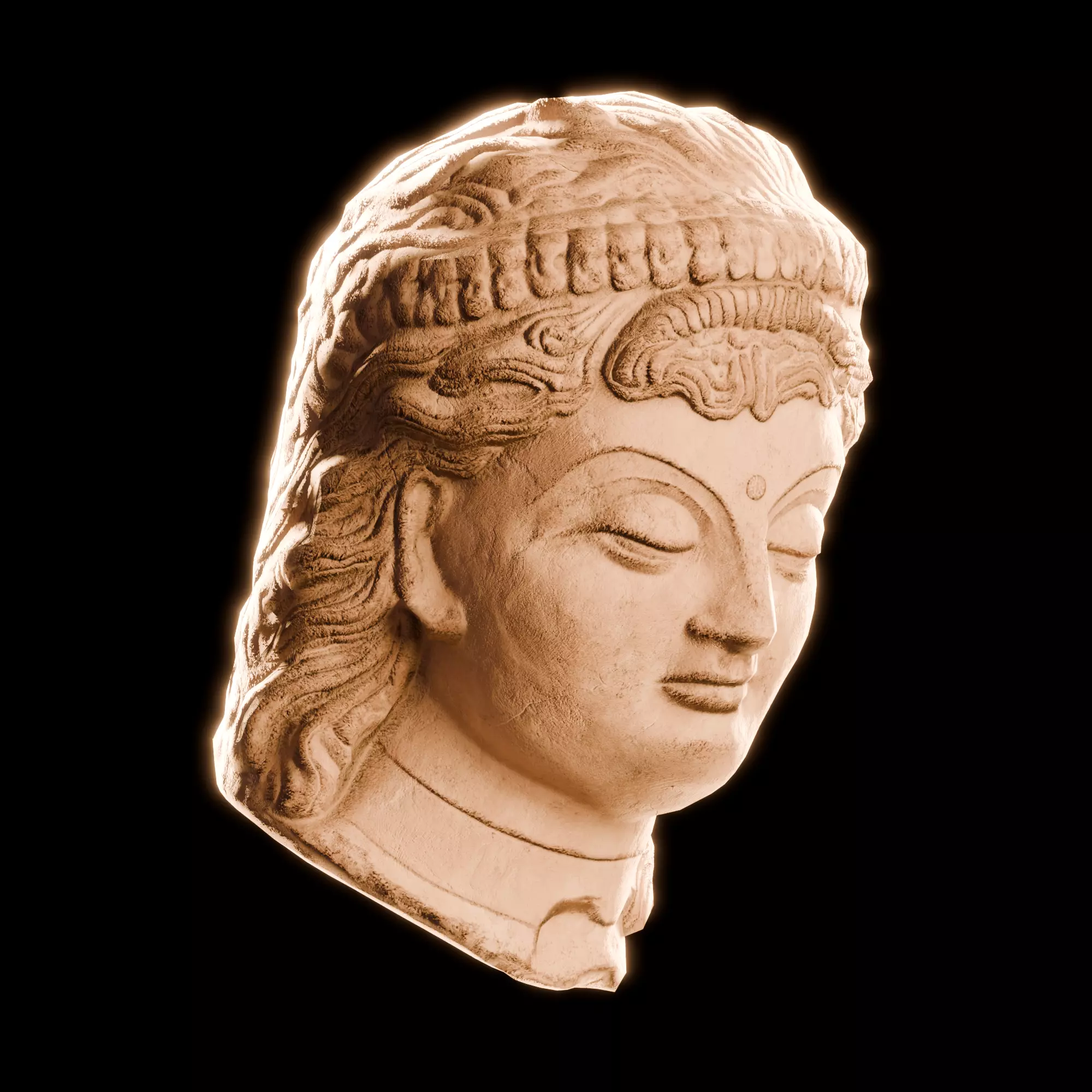 Head Of Buddha HEAD05 Low-poly 3D model_3