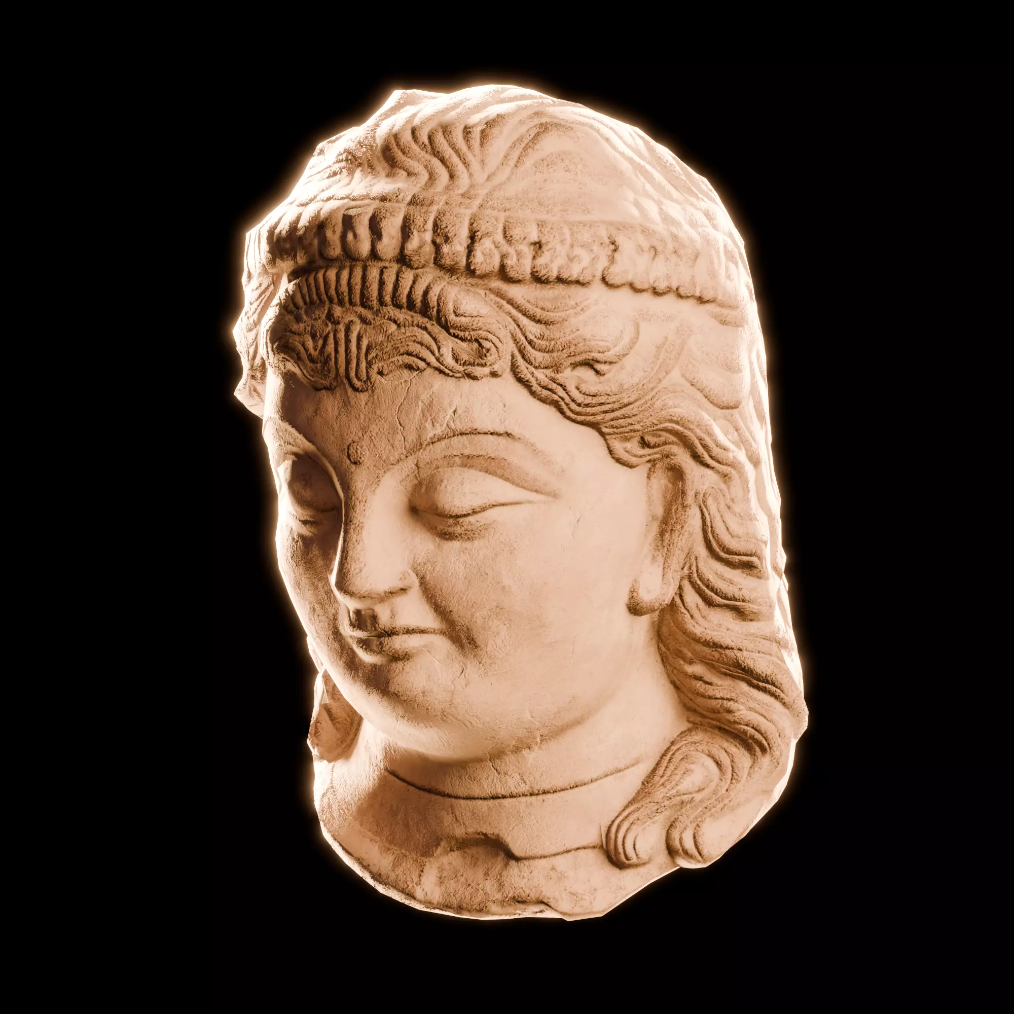 Head Of Buddha HEAD05 Low-poly 3D model_2