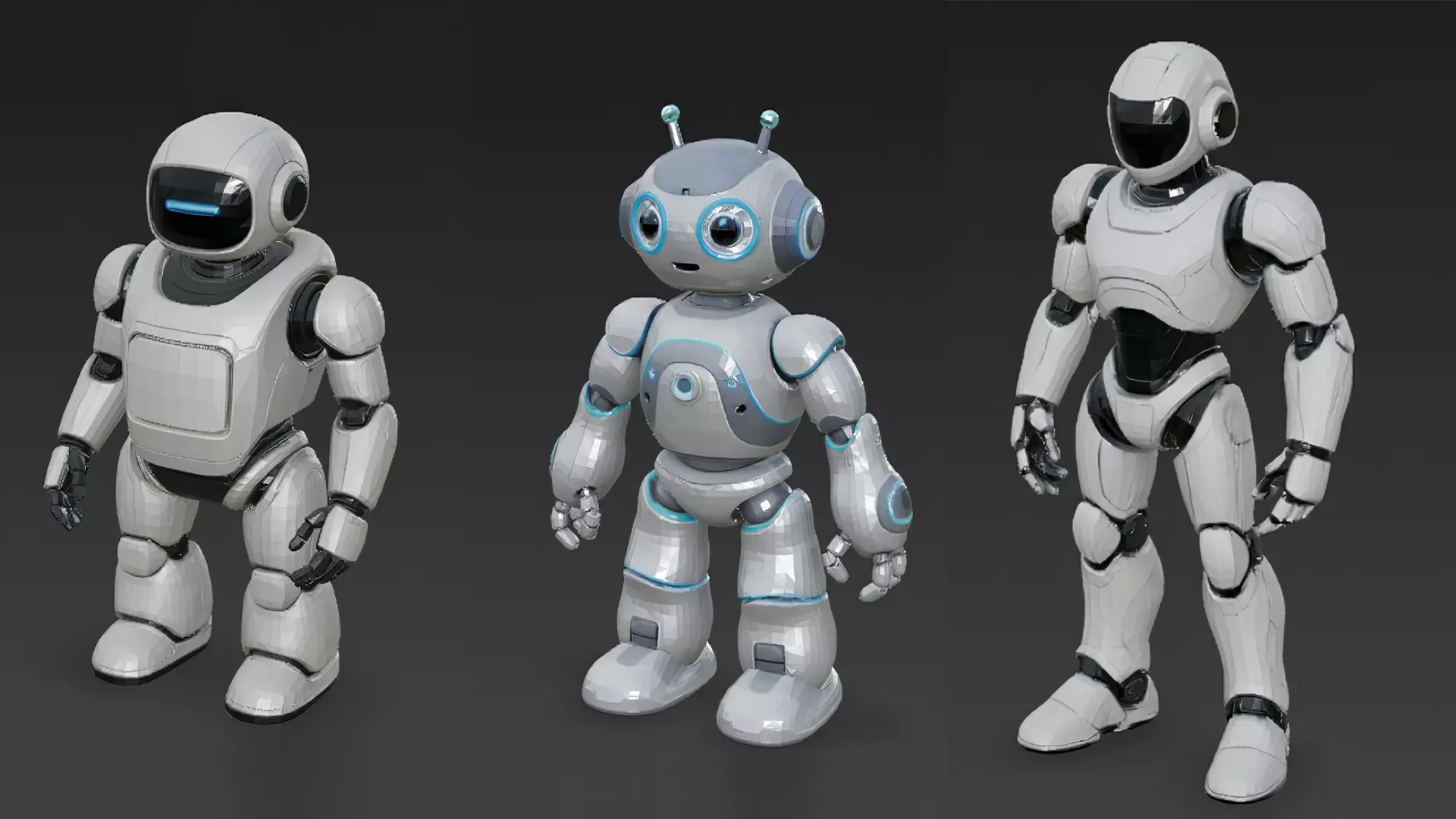 Humanoid Robots Pack Sci-Fi Futuristic 3D Models Low-poly 3D model_0