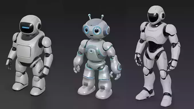 Humanoid Robots Pack Sci-Fi Futuristic 3D Models Low-poly 3D model Humanoid Robots Pack Sci-Fi Futuristic 3D Models Low-poly 3D model
