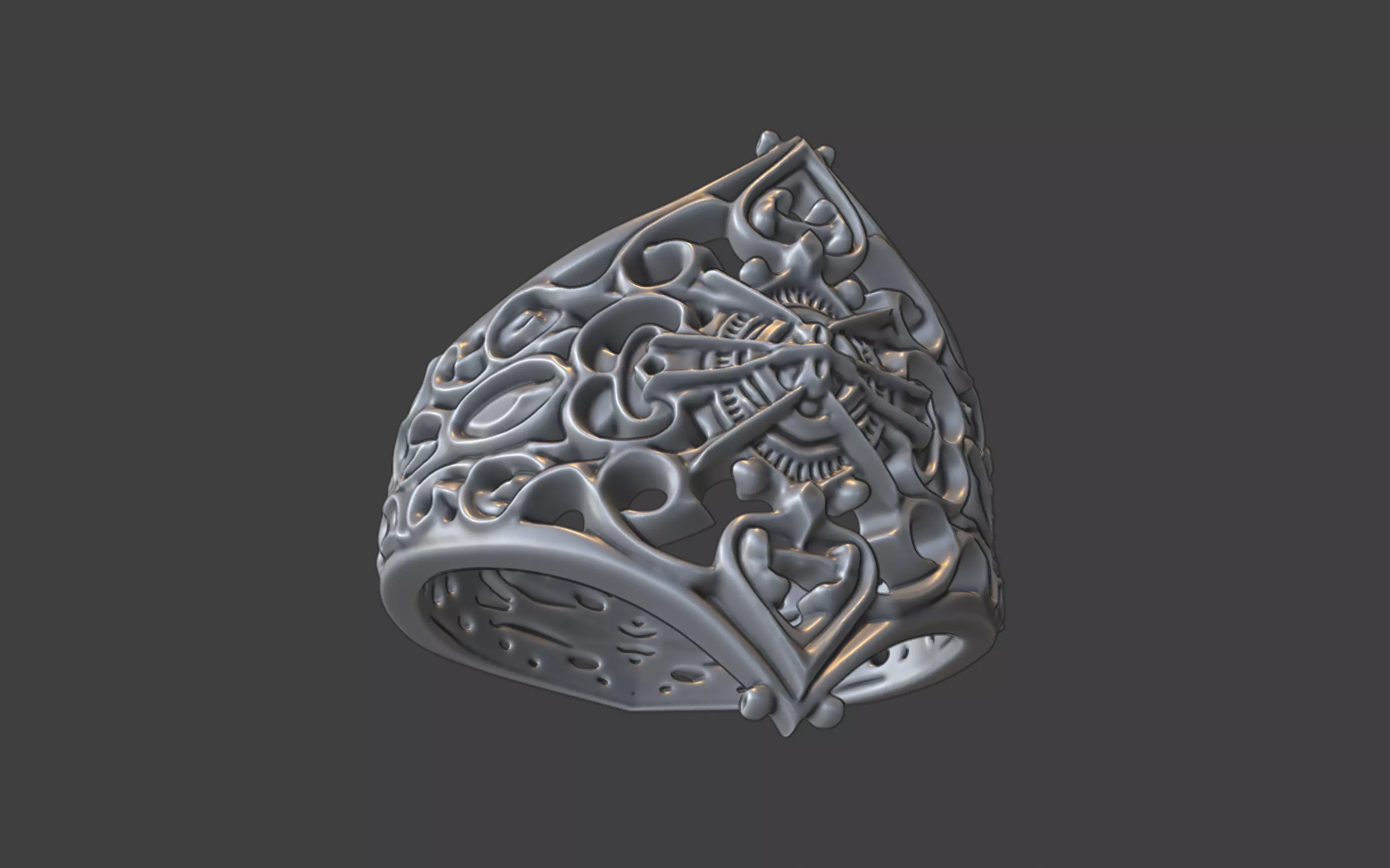 gothic style ornate ring 3D print model_9