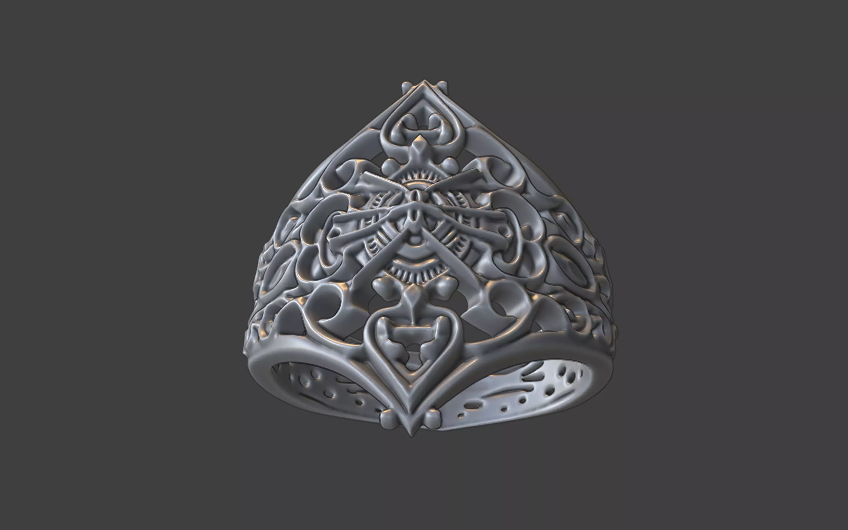 gothic style ornate ring 3D print model_10