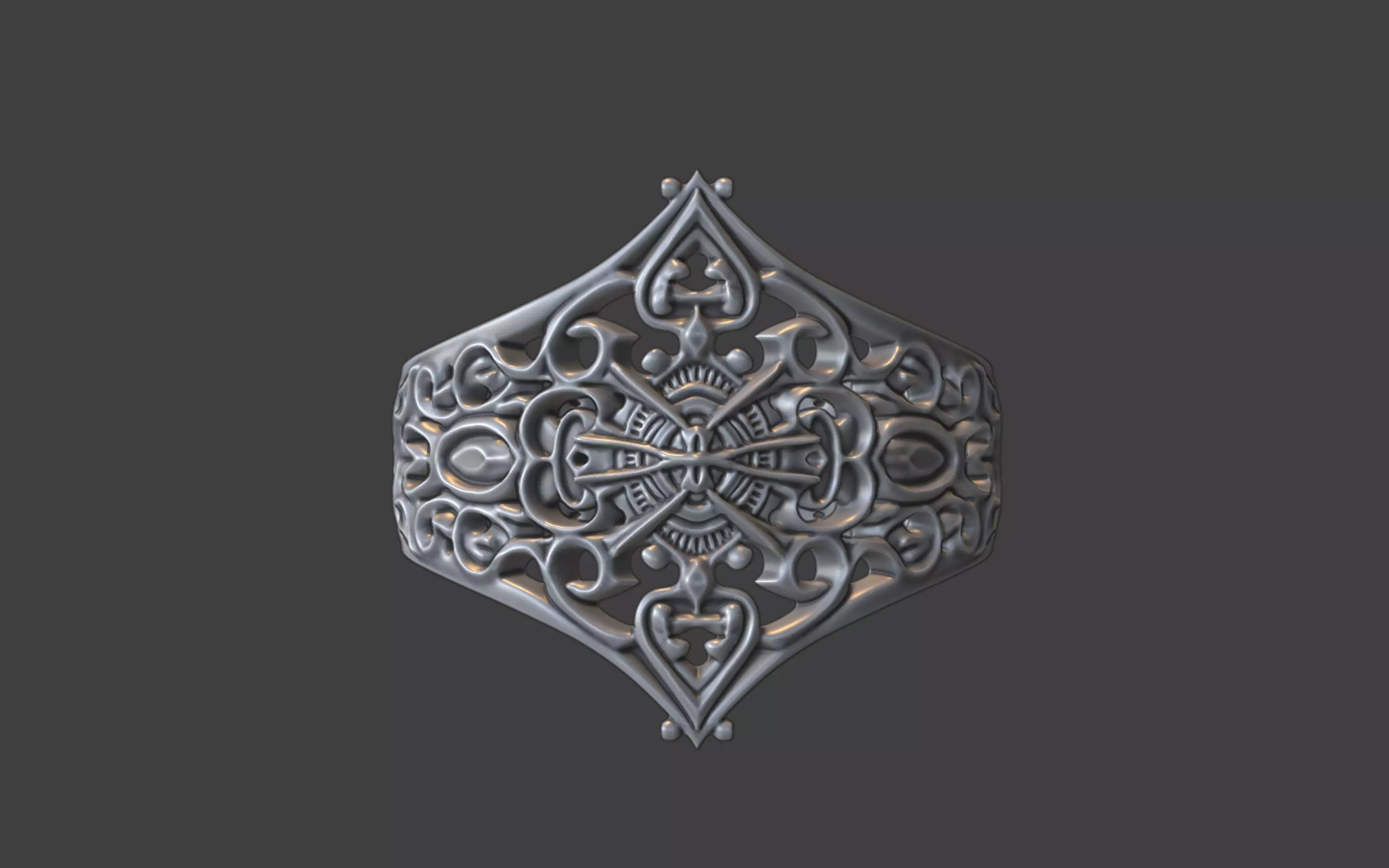 gothic style ornate ring 3D print model_0