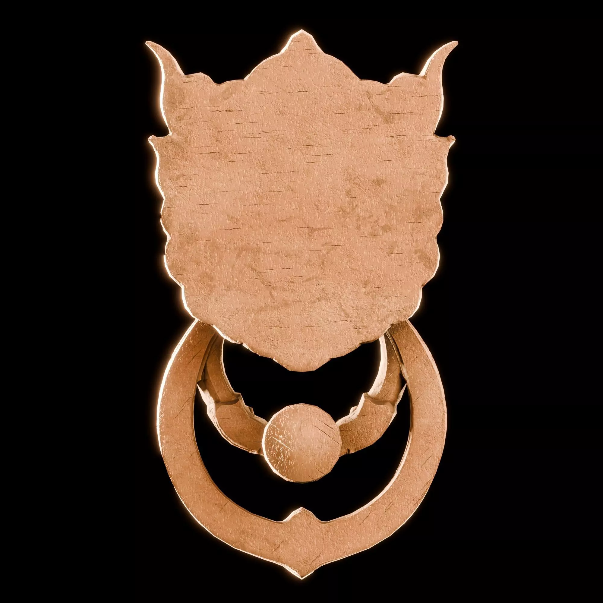 Ancient Wooden Door Handle Weathered Nepal  Artifact HANDLE01 Low-poly 3D model_8