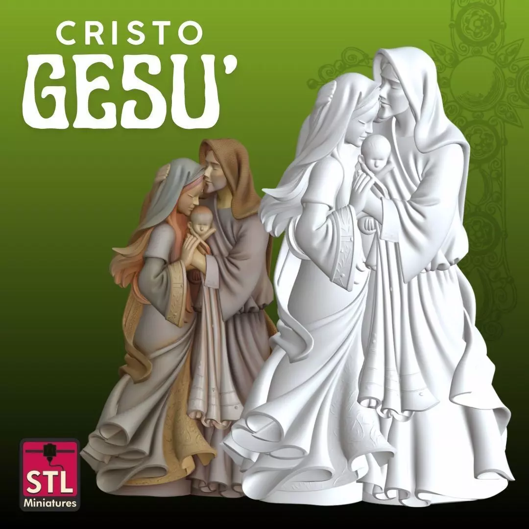 Nativity STL Modern Embrace 3D print model_1