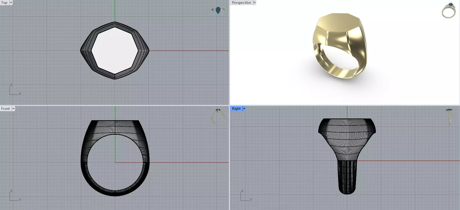 Octagonal Signet Ring 3D print model_2