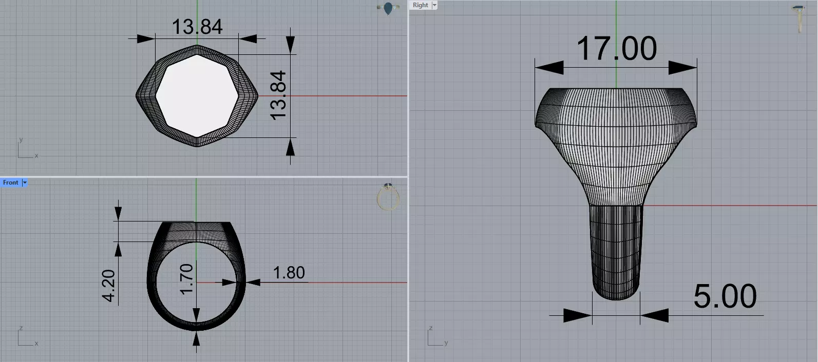 Octagonal Signet Ring 3D print model_1