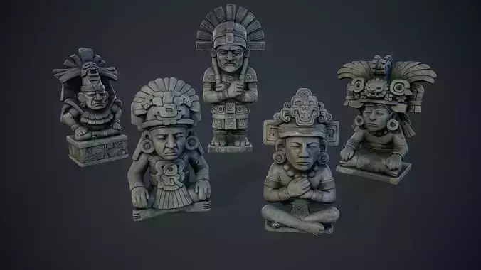 Ancient Mayan Statue Collection 01 