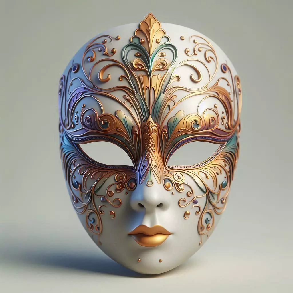 2332  Venetian Carnival Mask Color 3D Model  magic 3D print model_1