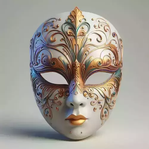 2332  Venetian Carnival Mask Color 3D Model  magic