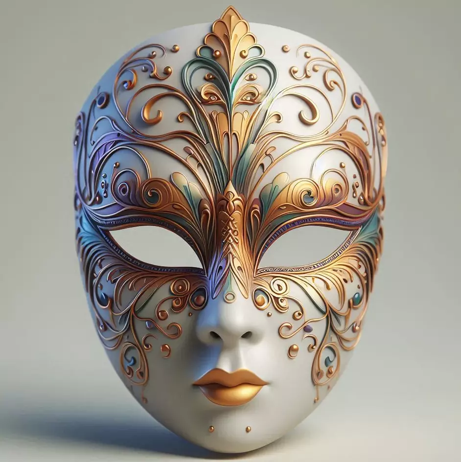 2332  Venetian Carnival Mask Color 3D Model  magic 3D print model_3