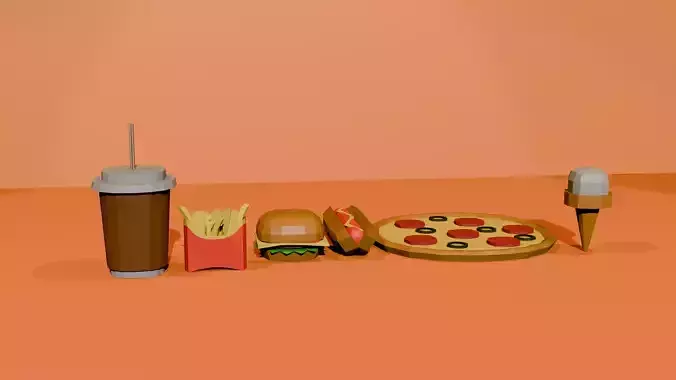 Fastfood Low-poly 3D model