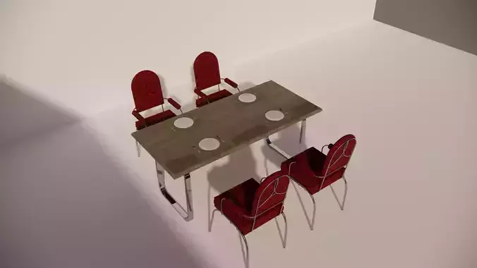 Dining Table Set with Red Chairs