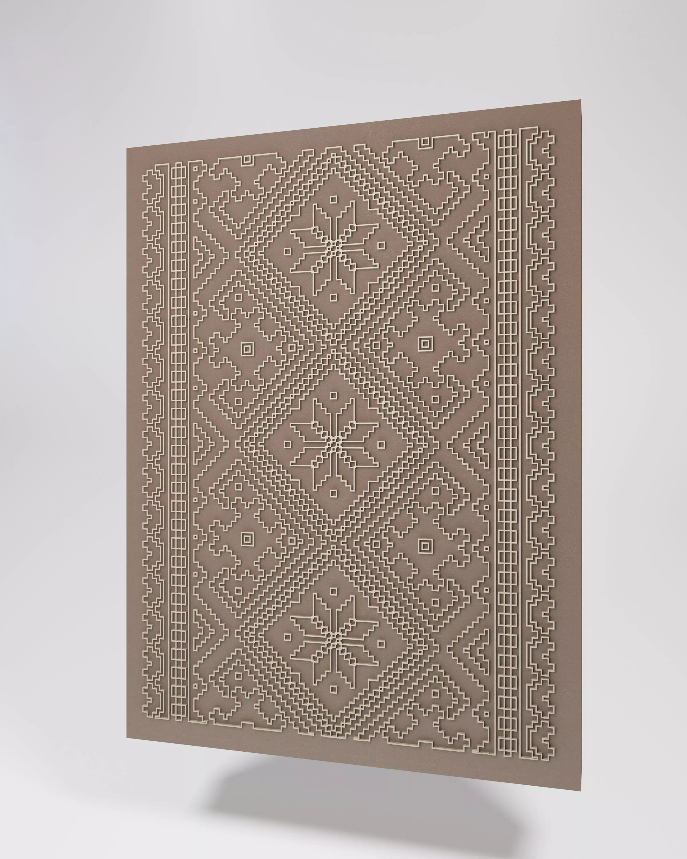 Ornamental 3D Wall Panel Ethnic Geometric Pattern Low-poly 3D model_3