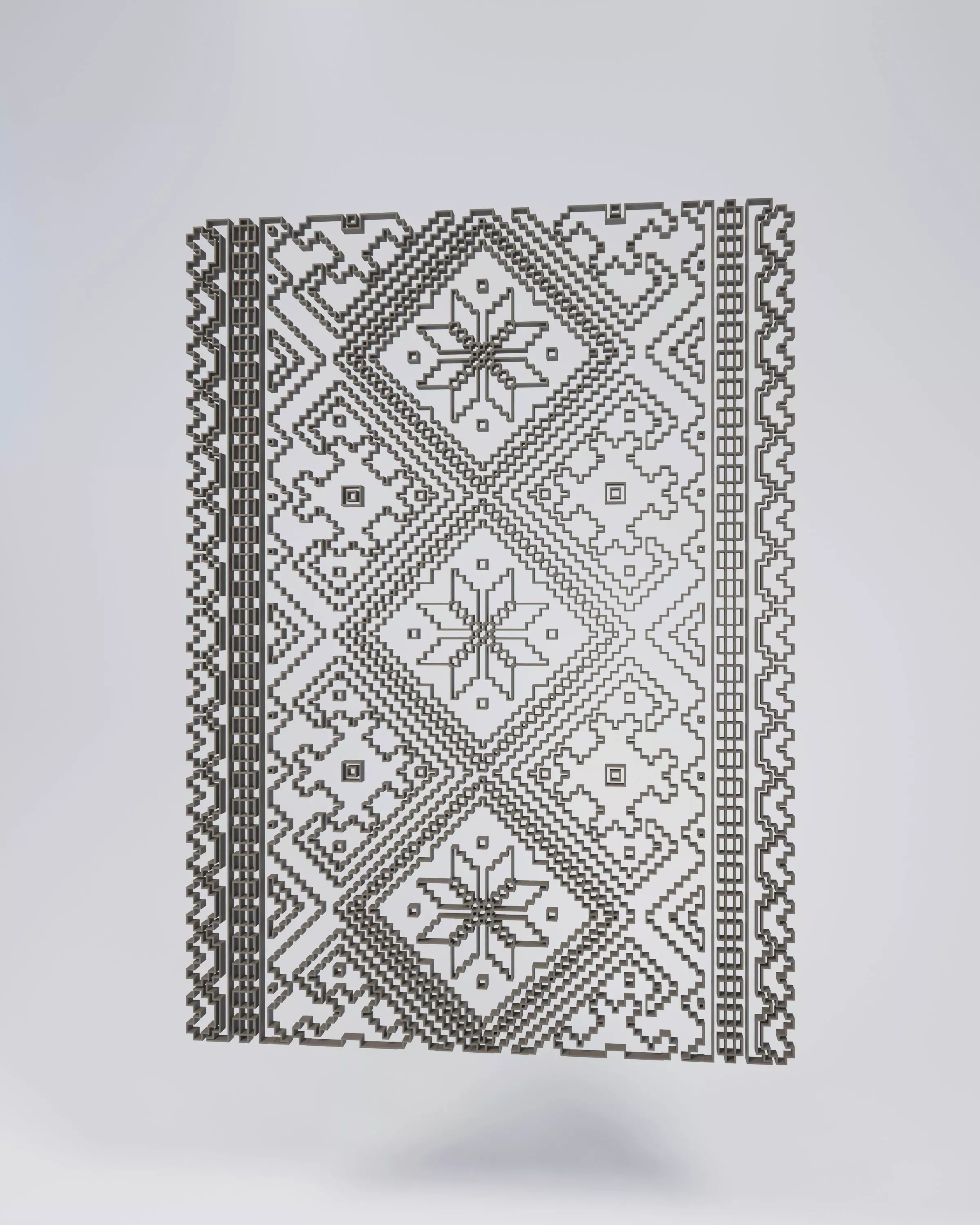 Ornamental 3D Wall Panel Ethnic Geometric Pattern Low-poly 3D model_0