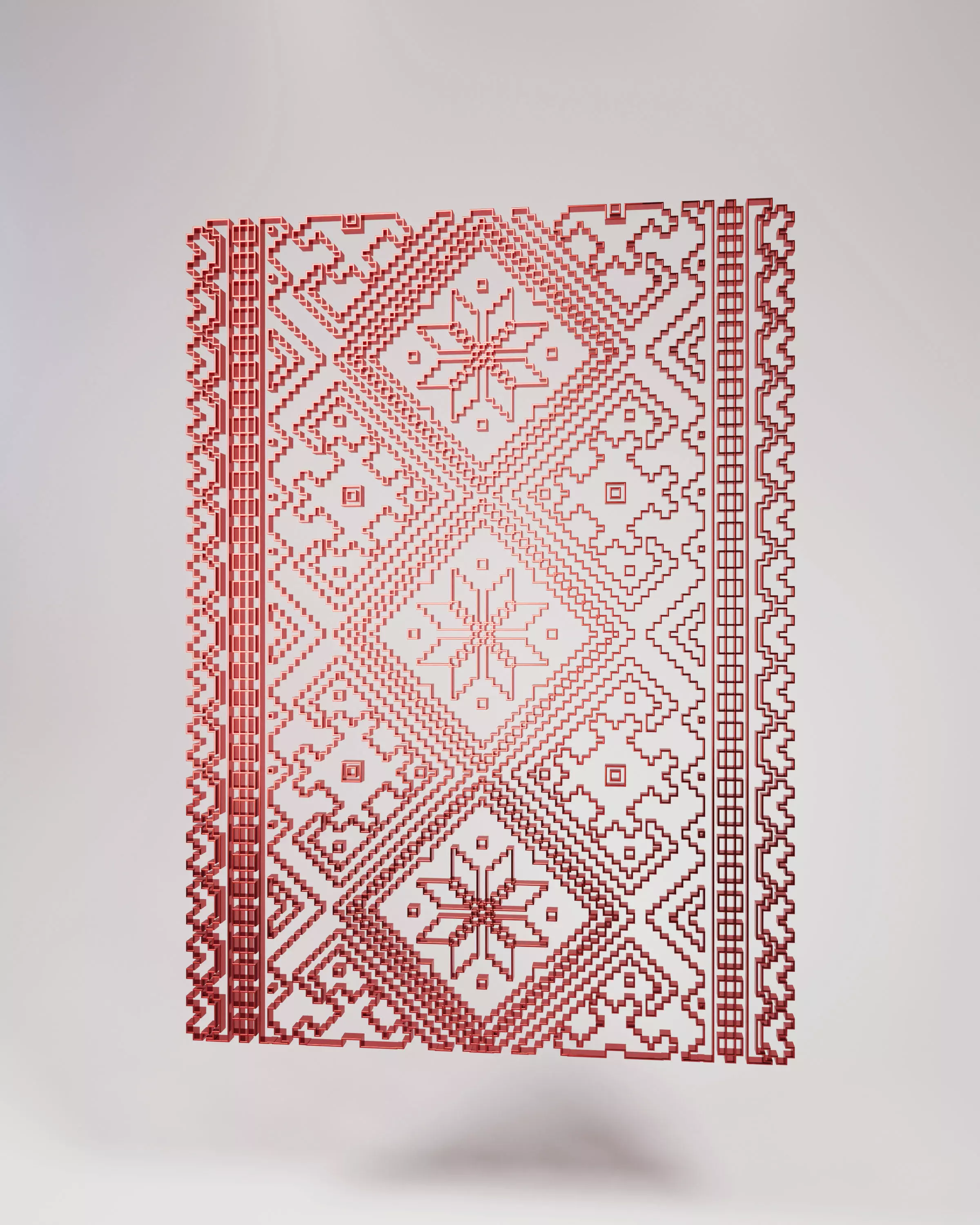 Ornamental 3D Wall Panel Ethnic Geometric Pattern Low-poly 3D model_4