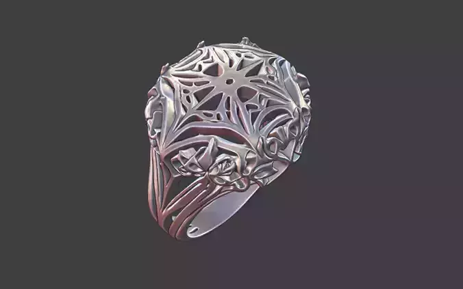 chunky filigree geometric ring