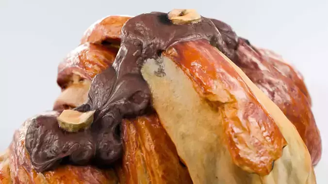 Chocolate Hazelnut Croissant Photorealistic 3D model 7