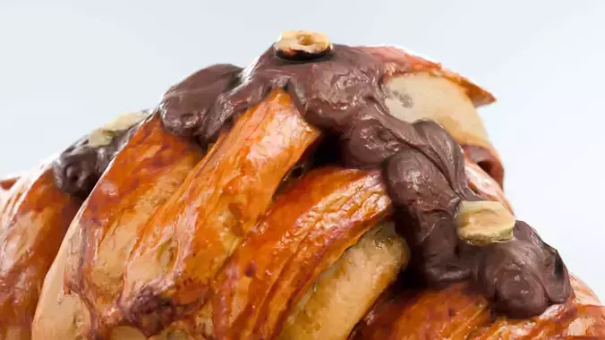 Chocolate Hazelnut Croissant Photorealistic 3D model 6