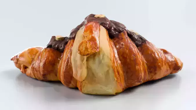 Chocolate Hazelnut Croissant Photorealistic 3D model 5