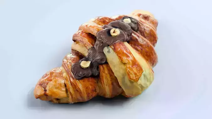 Chocolate Hazelnut Croissant Photorealistic 3D model 2