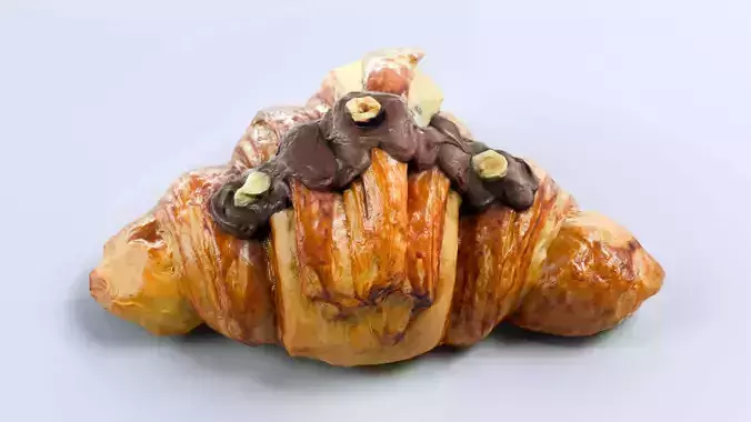 Chocolate Hazelnut Croissant Photorealistic 3D model 3