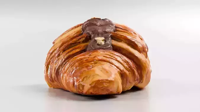 Chocolate Hazelnut Croissant Photorealistic 3D model 4