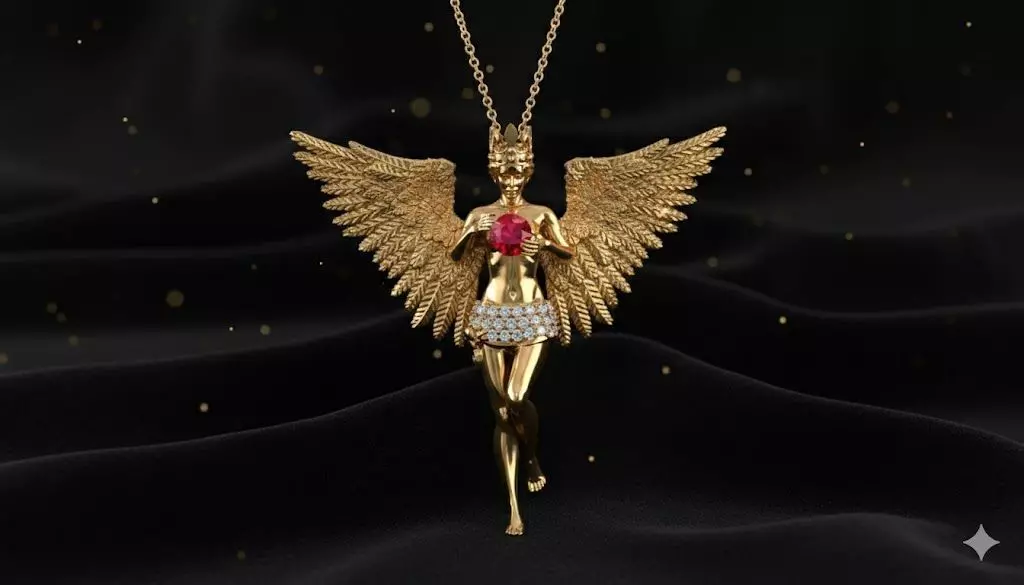 Angel Pendant Jewelry model - The Guardians Heart for Her 3D print model