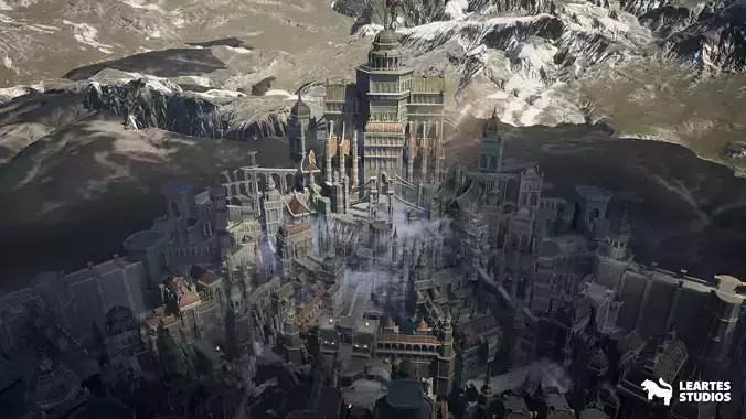 Black Fantasy Castle Environment Low-poly 3D model 5