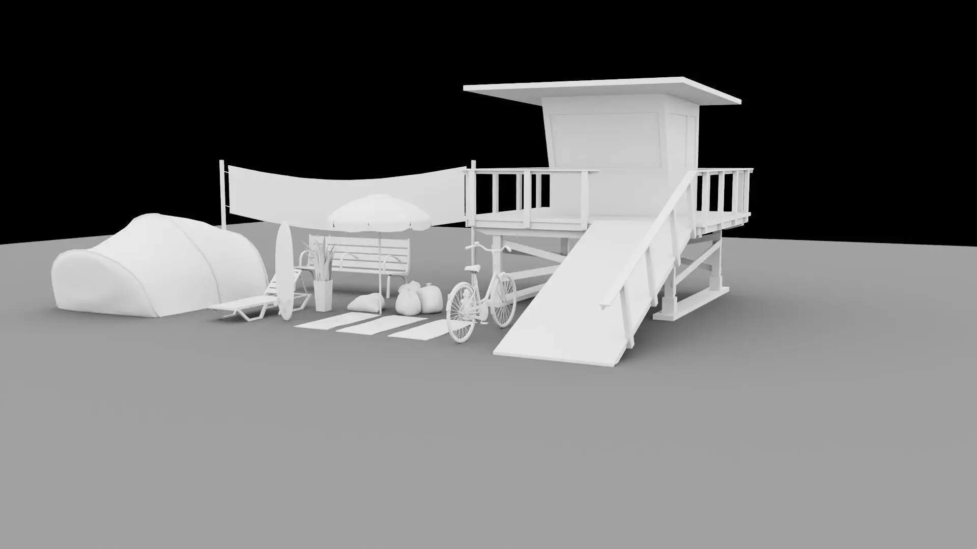 Beach Props Collection LOW POLY Low-poly 3D model_11